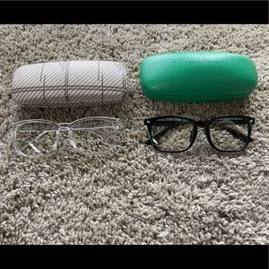 Black and clear blue light glasses. Used maybe once. Comes with blue light too.